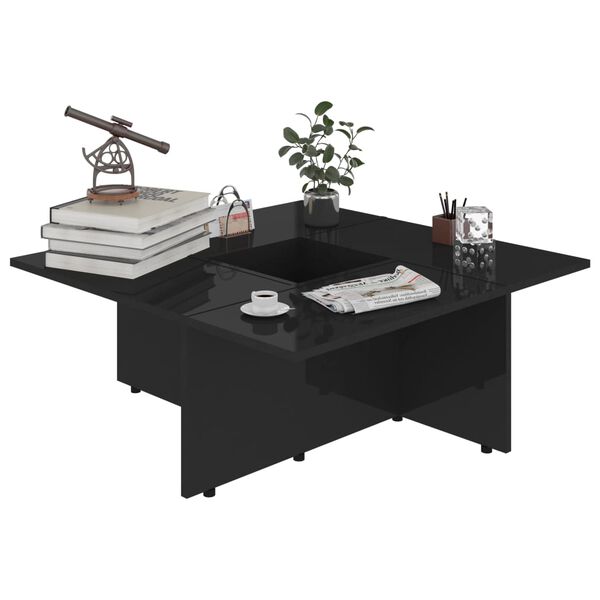 vidaXL Table basse Noir brillant 79,5x79,5x30 cm bois d’ingénierie