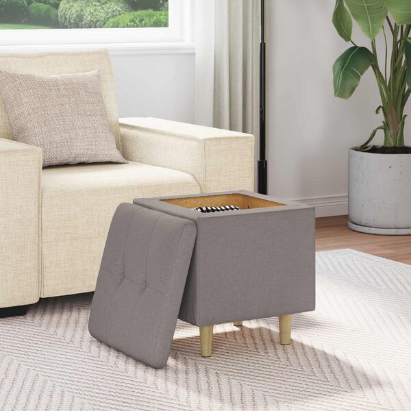 vidaXL Pouf de rangement avec coussin Taupe 40 x 40 x 45 cm tissu