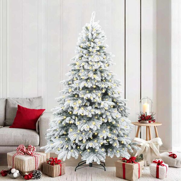 vidaXL Sapin de No&euml;l artificiel avec 300 LED Blanc 210 cm PE et PVC
