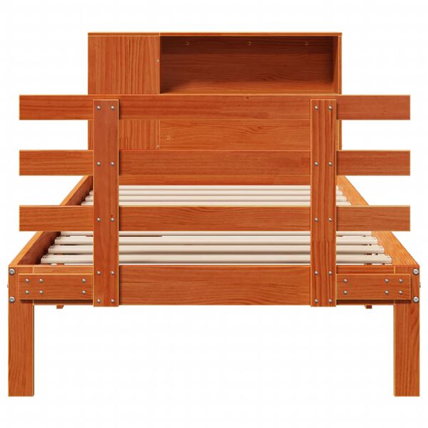 vidaXL Lit bibliothèque sans matelas cire marron 100x200 cm pin massif