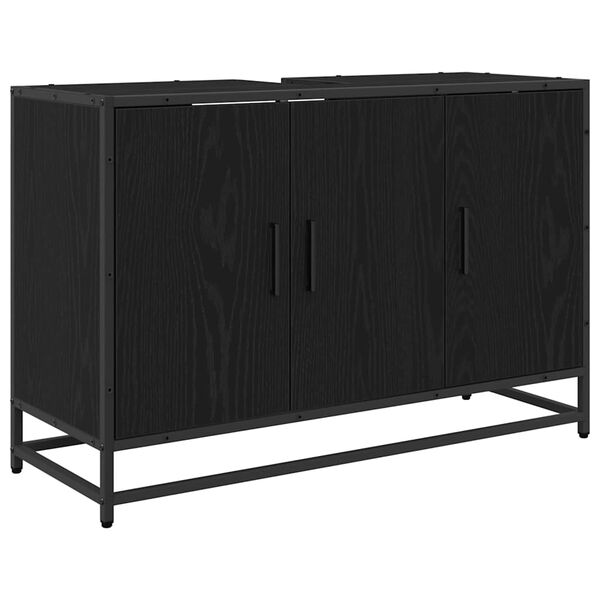 vidaXL Cabinet de salle de bain avec porte Ch&ecirc;ne noir 90 x 33 x 60 cm