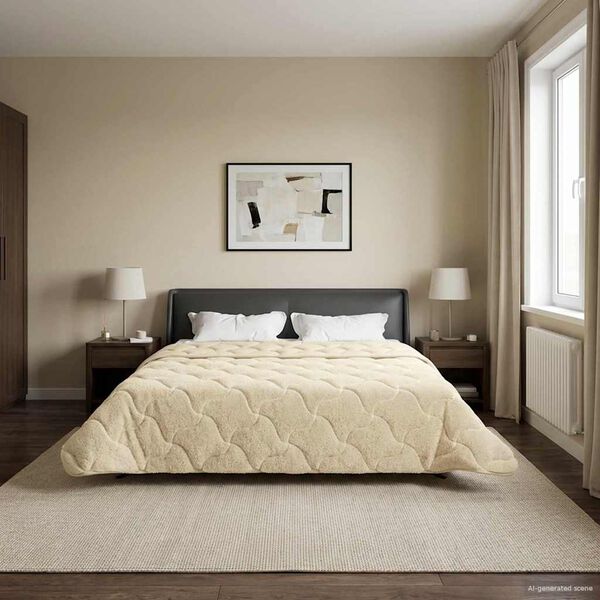 vidaXL Duvet complet toute l'ann&eacute;e Matelass&eacute; Cr&egrave;me 220 x 260 cm