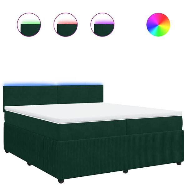 vidaXL Sommier &agrave; lattes de lit et matelas Vert fonc&eacute; 200x200cm Velours