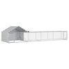 vidaXL Poulailler avec toit et enclos 2 pc Argent&eacute; 700 x 200 x 150 cm