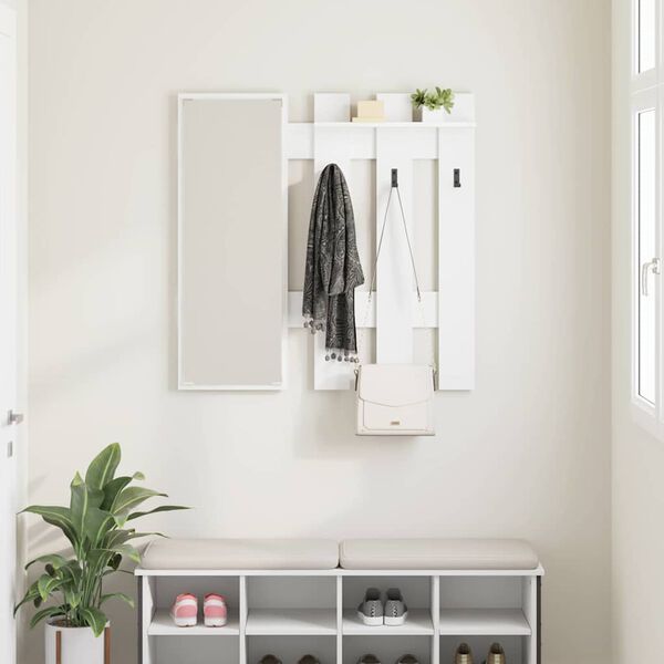 vidaXL Porte-manteau mural Blanc 100 x 10 x 100 cm Bois d'ing&eacute;nierie