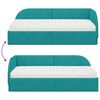 vidaXL Cadre de lit d'angle avec matelas 2 pcs Turquoise Velours