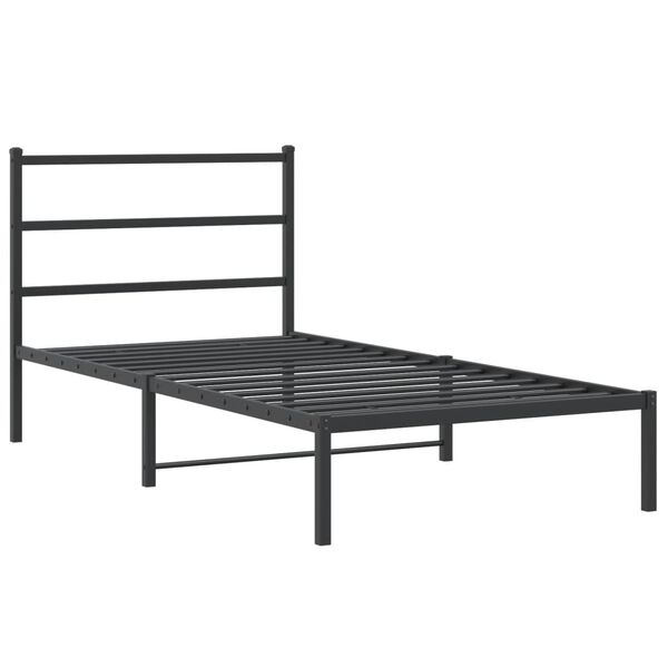 vidaXL Cadre de lit m&eacute;tal sans matelas avec t&ecirc;te de lit noir 107x203cm