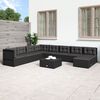 vidaXL Salon de jardin 9 pcs avec coussins Noir R&eacute;sine tress&eacute;e