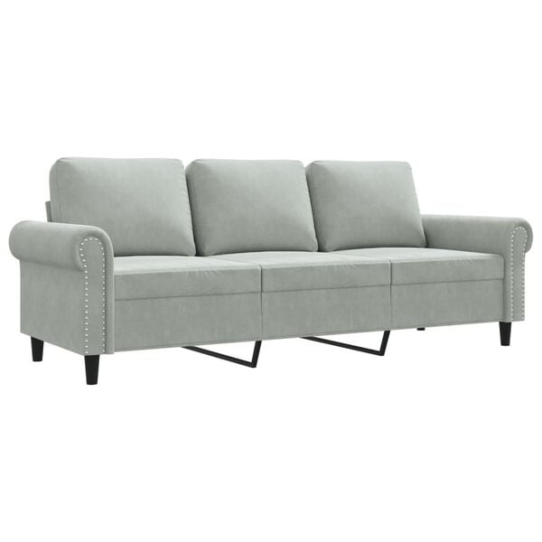 vidaXL Canapé à 3 places Gris clair 180 cm Velours