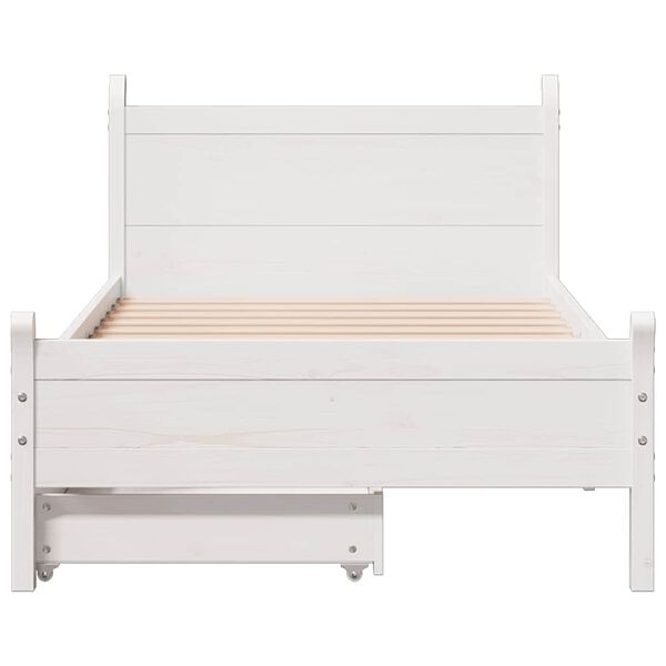 vidaXL Cadre de lit sans matelas blanc 75x190 cm bois de pin massif