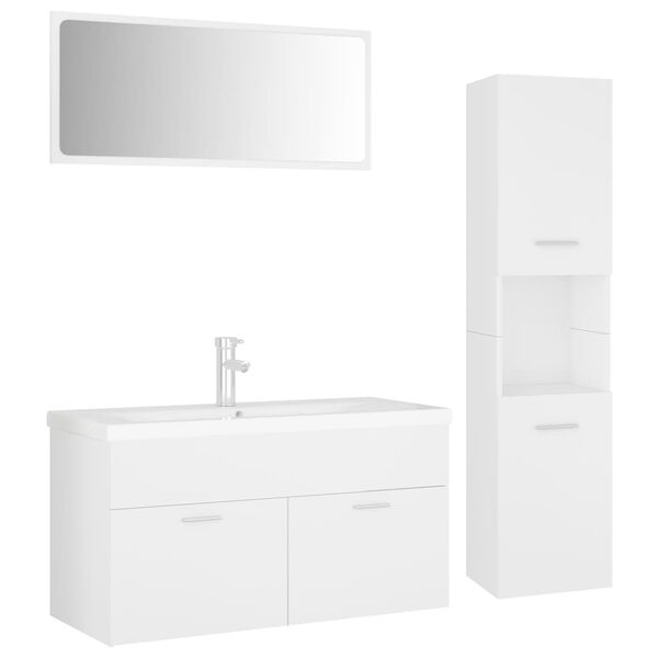 vidaXL Ensemble de meubles de salle de bain Blanc Agglom&eacute;r&eacute;