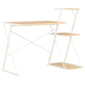 vidaXL Bureau avec &eacute;tag&egrave;re Blanc et ch&ecirc;ne 116x50x93 cm