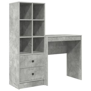 vidaXL Bureau avec tiroir avec &eacute;tag&egrave;re avec stockage 2 pcs Gris b&eacute;ton