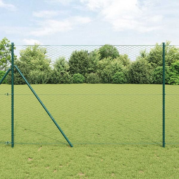 vidaXL Clôture hexagonale Vert 1.6 x 25 m Acier