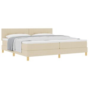 vidaXL Lit &agrave; ressorts avec matelas Cr&egrave;me 200 x 200 cm tissu