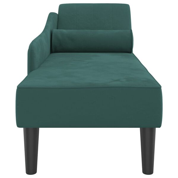vidaXL Chaise longue avec coussins vert fonc&eacute; velours