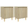vidaXL Tables de chevet pieds en bois 2 pcs Ch&ecirc;ne sonoma 40x30x50 cm