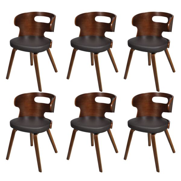 vidaXL Chaises &agrave; manger lot de 6 marron similicuir