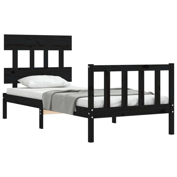 vidaXL Cadre de lit sans matelas noir 100x200 cm bois massif de pin