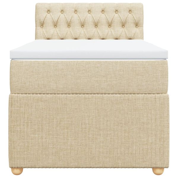 vidaXL Sommier &agrave; lattes de lit et matelas Cr&egrave;me 90x190 cm Tissu