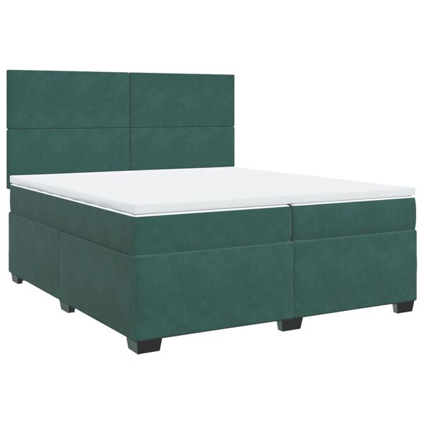 vidaXL Sommier &agrave; lattes de lit et matelas Vert fonc&eacute; 200x200cm Velours