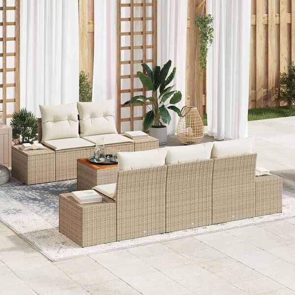 vidaXL Ensemble de canap&eacute; de jardin 6 pcs Beige et cr&egrave;me polyrotin