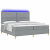 vidaXL Lit &agrave; ressort LED avec matelas Gris clair 200 x 200 cm tissu