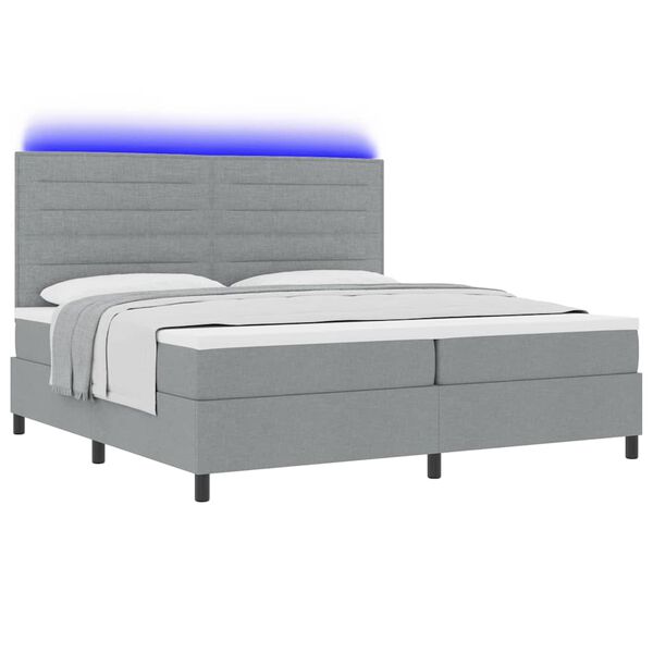 vidaXL Lit &agrave; ressorts avec matelas Gris clair 200 x 200 cm tissu