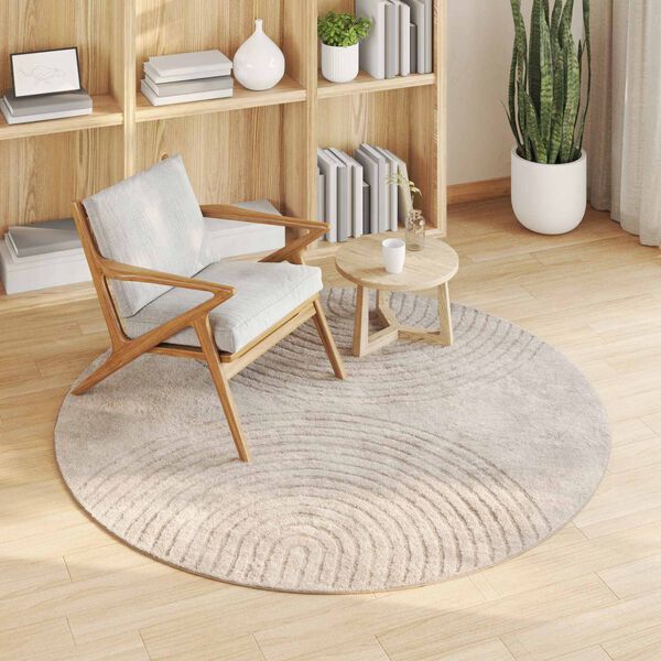 vidaXL Tapis de surface Rond HUARTE Beige &Oslash; 120 CM Polyester