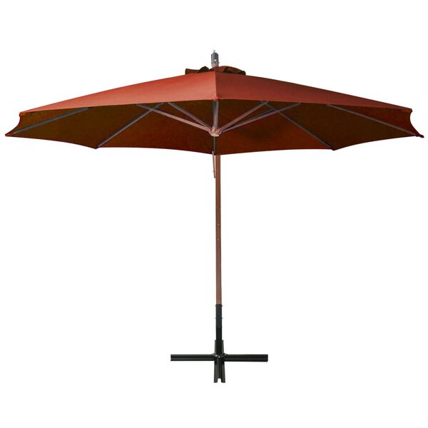 vidaXL Parasol de jardin suspendu avec m&acirc;t terre cuite bois de sapin