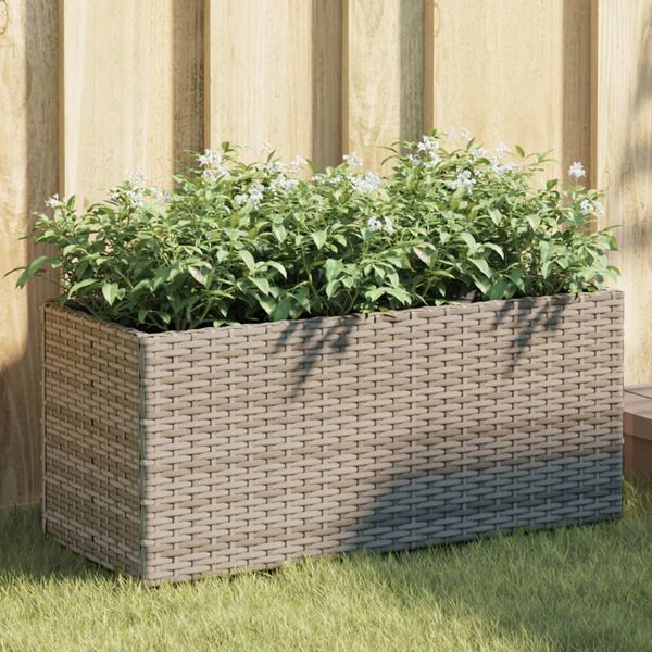 vidaXL Jardini&egrave;re avec 2 pots gris 72x30x32 cm r&eacute;sine tress&eacute;e