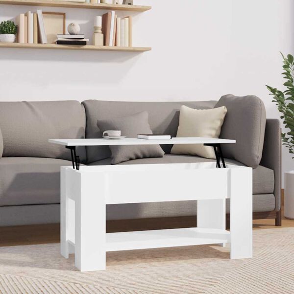 vidaXL Table basse blanc brillant 101x49x52 cm bois d'ing&eacute;nierie