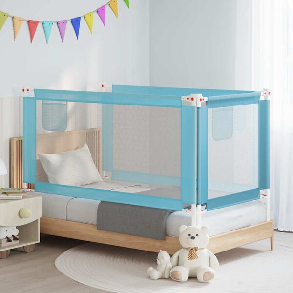 vidaXL Barri&egrave;re de s&eacute;curit&eacute; de lit d'enfant Bleu 160x25 cm Tissu