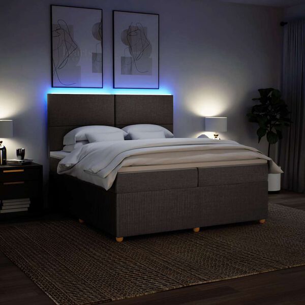 vidaXL Sommier &agrave; lattes de lit avec matelas Taupe 200x200 cm Tissu