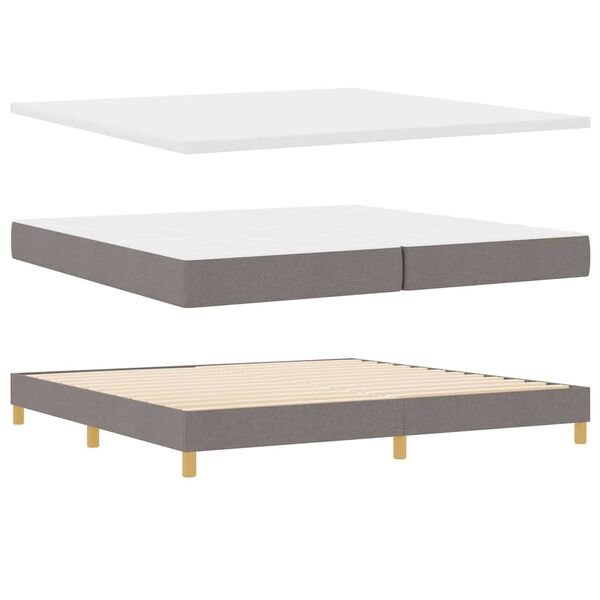 vidaXL Lit &agrave; ressorts avec matelas Taupe 200 x 200 cm tissu