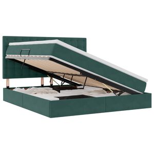 vidaXL Lit avec rangement et matelas Vert fonc&eacute; 180 x 200 cm Velours