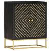 vidaXL Buffet Noir et dor&eacute; 60 x 30 x 75 cm Bois de manguier massif