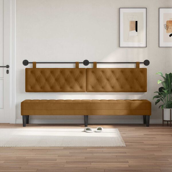 vidaXL T&ecirc;te de lit suspendue Marron 210 x 55 x 7 cm Velours