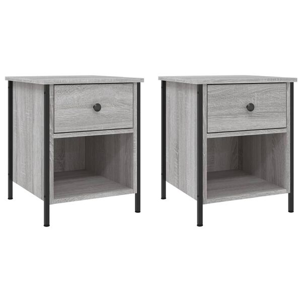 vidaXL Tables de chevet 2 pcs sonoma gris 40x42x50cm bois d'ing&eacute;nierie