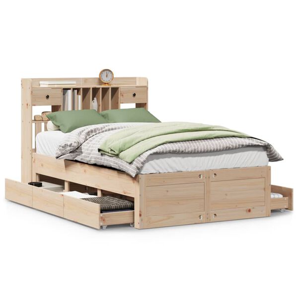 vidaXL Lit biblioth&egrave;que sans matelas 135x190 cm bois de pin massif