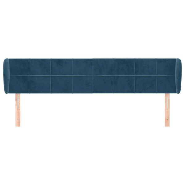vidaXL T&ecirc;te de lit avec oreilles Bleu fonc&eacute; 183x23x78/88 cm Velours