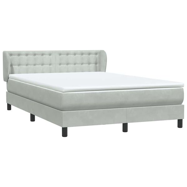 vidaXL Sommier &agrave; lattes de lit et matelas gris clair 140x220cm velours