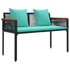 vidaXL Banc ext&eacute;rieur Noir et turquoise 117 x 54 x 74.5 cm polyrotin