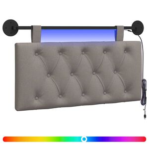 vidaXL T&ecirc;te de lit suspendue Avec lumi&egrave;re LED Taupe Tissu