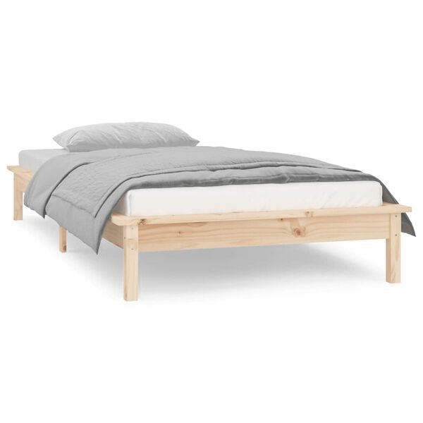 vidaXL Cadre de lit &agrave; LED sans matelas 100x200 cm bois massif