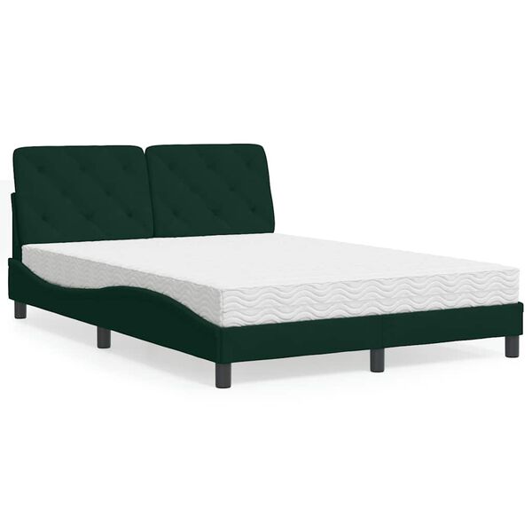 vidaXL Lit avec matelas vert fonc&eacute; 120x200 cm velours