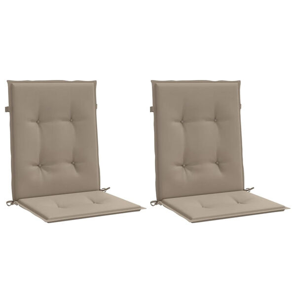 vidaXL Coussins de chaise de jardin à dossier bas lot de 2 taupe