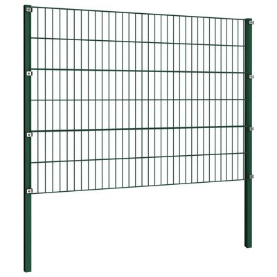 vidaXL Panneau de clôture avec poteaux Fer 1,7 x 1,2 m Vert
