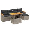 vidaXL Salon de jardin 6 pcs avec coussins gris r&eacute;sine tress&eacute;e
