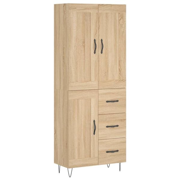 vidaXL Buffet haut Chêne sonoma 69,5x34x180 cm Bois d'ingénierie